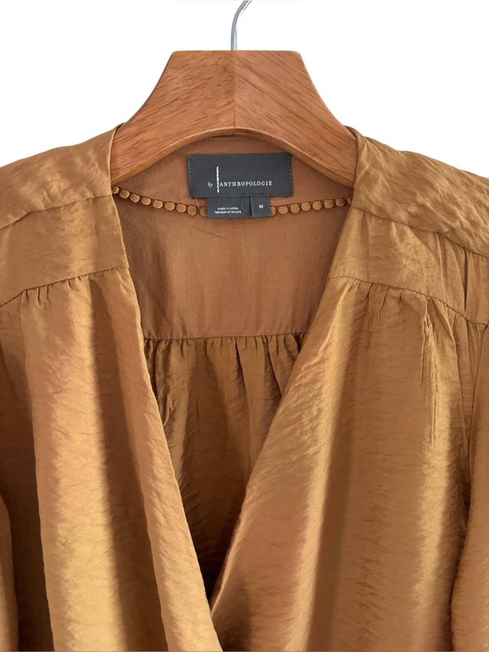 Anthropologie Mustard Wrap Blouse - Picture 3 of 8